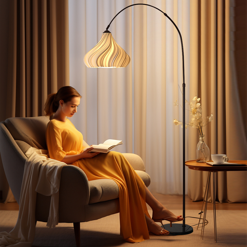 中古奶油风裙摆钓鱼落地灯高级感卧室氛围灯客厅沙发旁边立式台灯