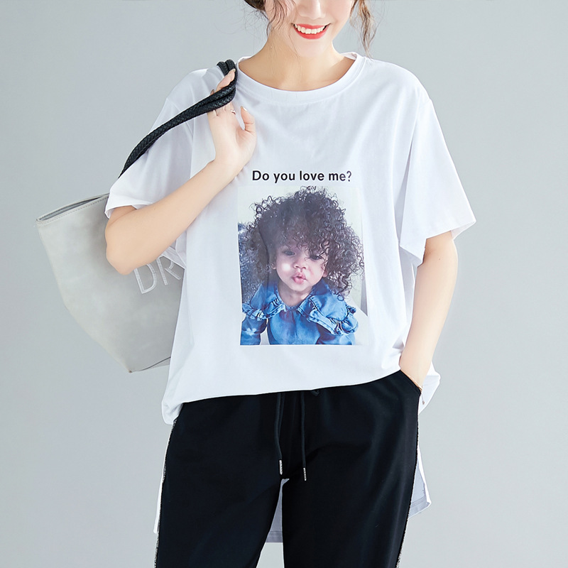 ZZ1771时尚气质百搭通勤宽松圆领夏季200斤加大t恤显瘦大码女装