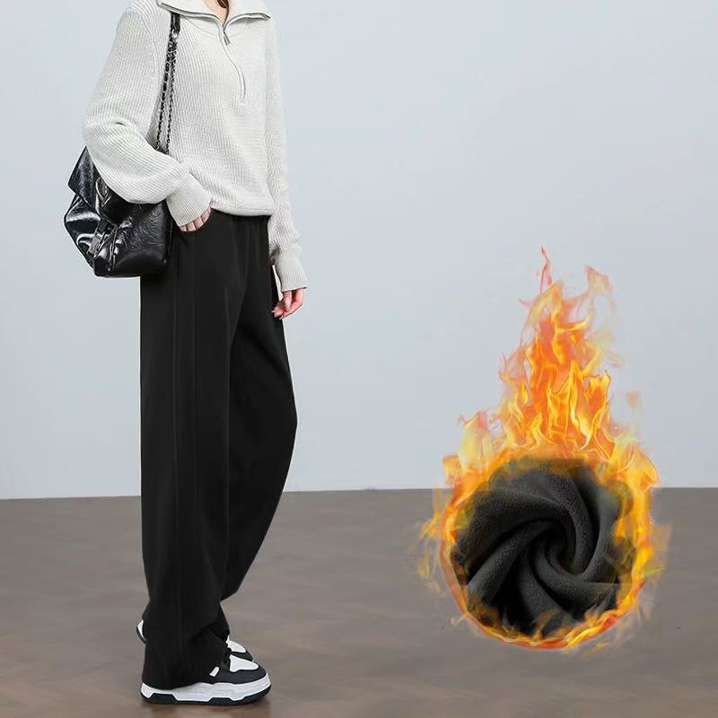 大女士秋冬加绒加厚显瘦直筒卫裤6678