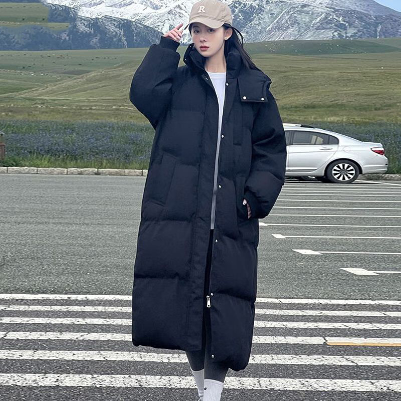 棉服女长款百搭韩系宽松学生棉衣外套2025年新款棉袄过膝加厚保暖