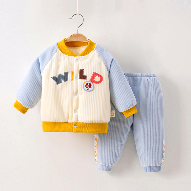 萌麋2025新款儿童套装春秋款男女童洋气运动两件套表里夹棉夹层