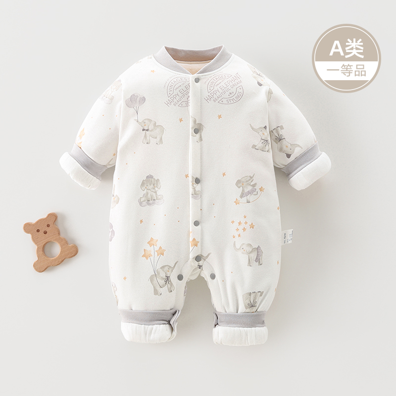 新生婴儿儿衣服连体衣宝宝哈衣爬服男婴女秋冬装保暖纯棉加厚棉衣
