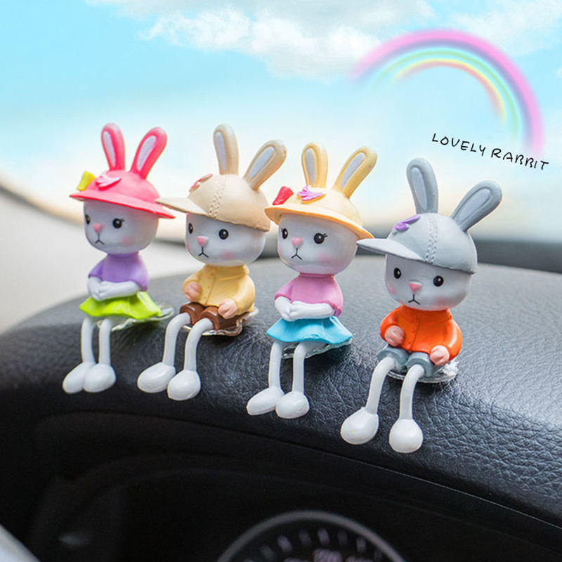 精致内饰小兔车载摆件田园风格可爱兔子装饰品卡通中控台摆件迷你