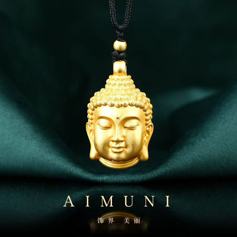 铜合金吊坠 铜合金色佛头吊坠古法精工镂空工艺双面时尚挂坠礼物