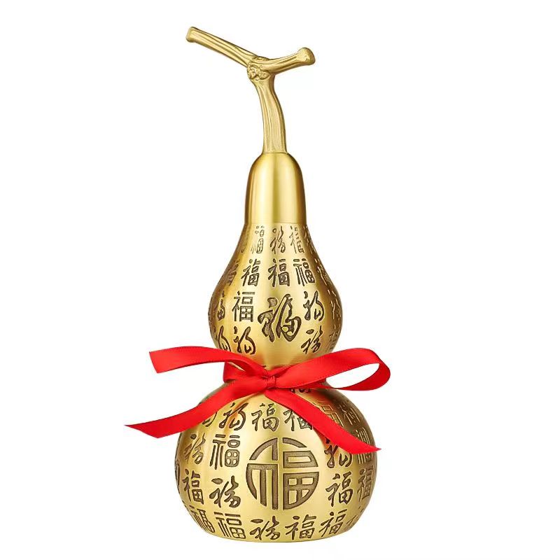 黄铜百福葫芦铜客厅酒柜办公桌新款摆件福字葫芦