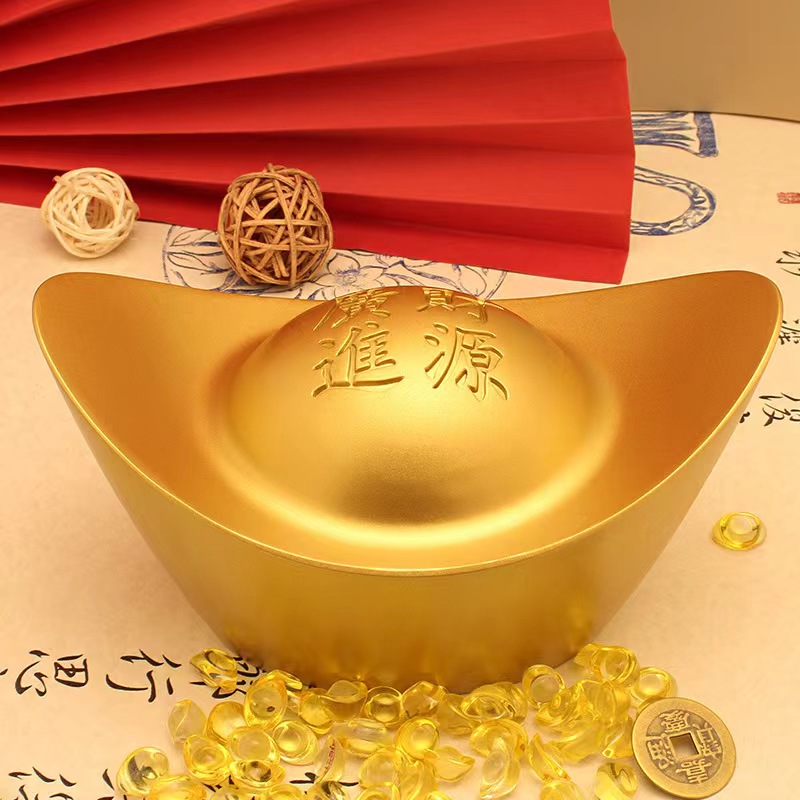 黄铜复古金色元宝纯手工家居办公室装饰摆件大号