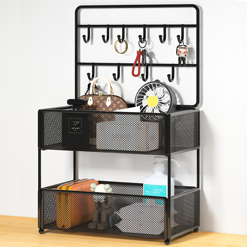玄关钥匙收纳摆件进门口入户桌面挂口罩收纳盒壁挂鞋柜分层置物架