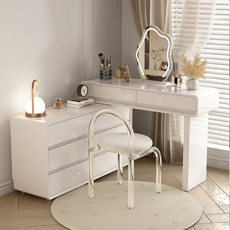 执竹者梳妆台实木卧室简约现代化妆台奶油风主卧斗柜一体化妆桌