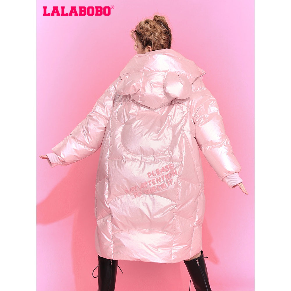 LALABOBO冬季糖果Candy's 小熊刺绣中长款连帽羽绒服L21D-WSYR29