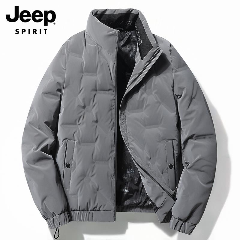 Jeep吉普羽绒服男士冬季宽松立领上衣服白鸭绒保暖羽绒衣外套男装