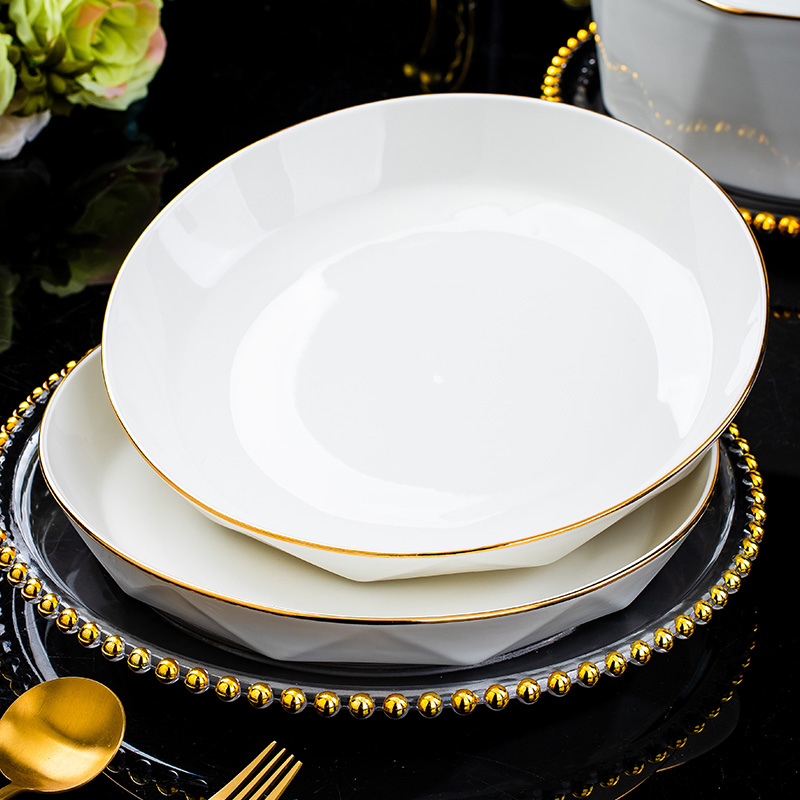 钻石人生10英寸圆盘景德镇陶瓷家用省钱风盘子餐具欧式餐盘水果盘