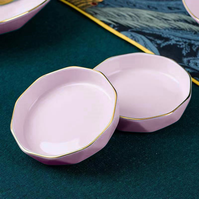 粉色钻石味碟6个装景德镇家用陶瓷餐具北欧高档西餐厅同款蘸料碟