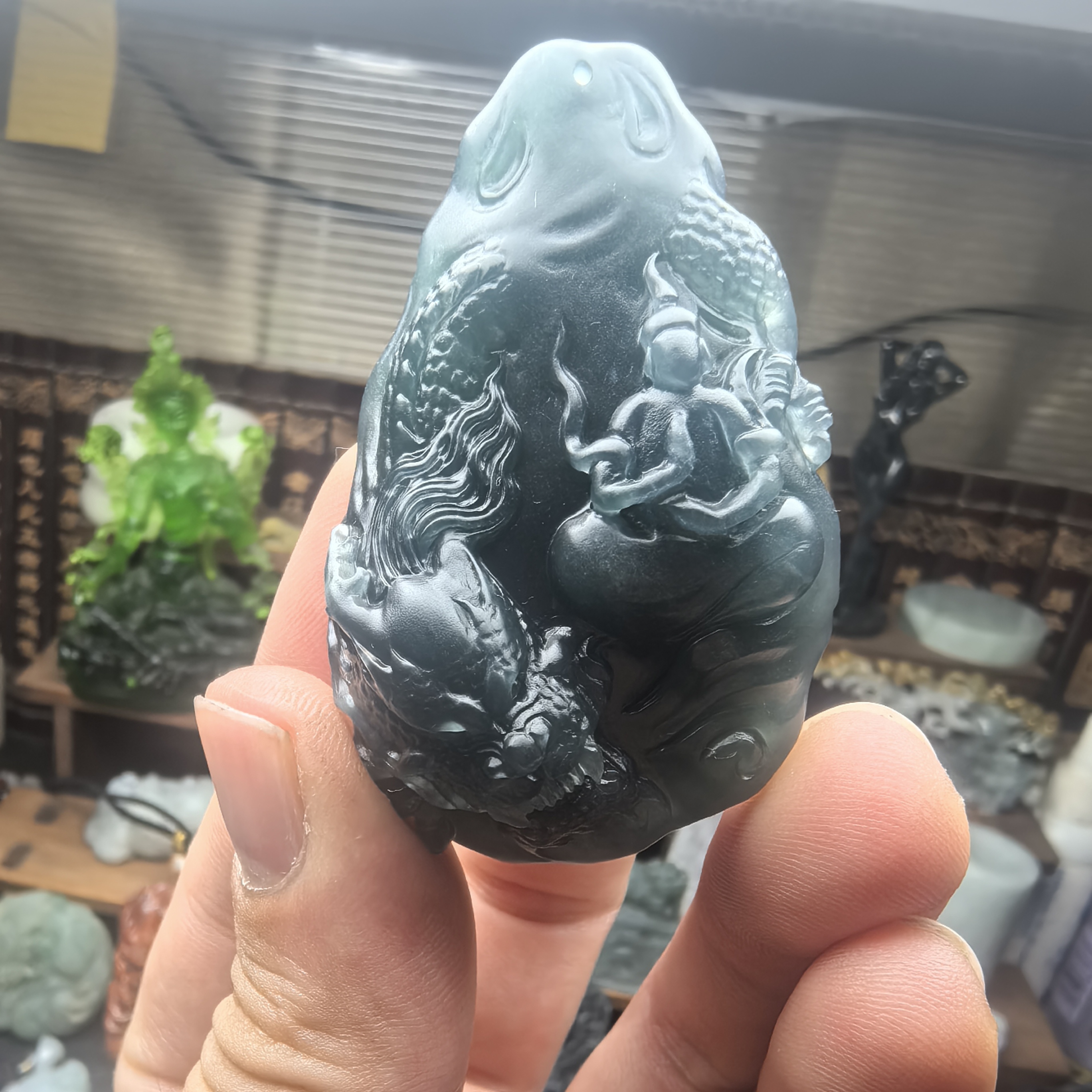 天然翡翠A货神龙护主一物一证冰蓝水翡翠基地发货玉石珠宝