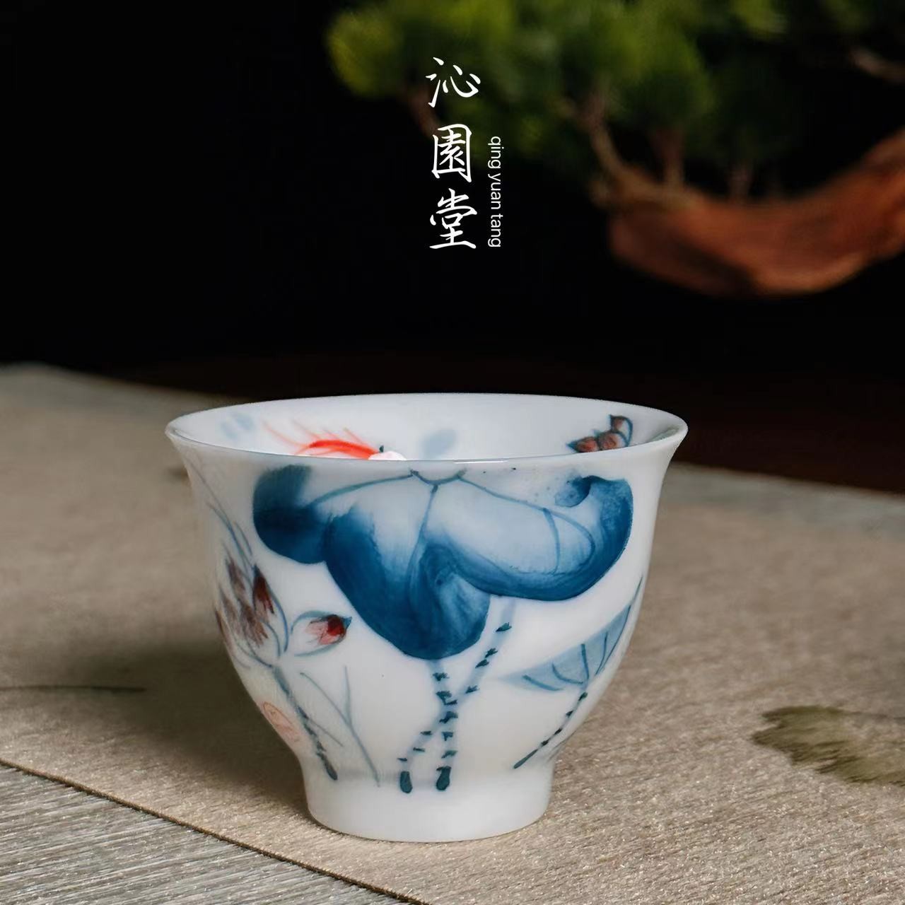 白瓷主人杯风铃杯品茗茶杯茶碗陶瓷喝茶专用家用创意茶具