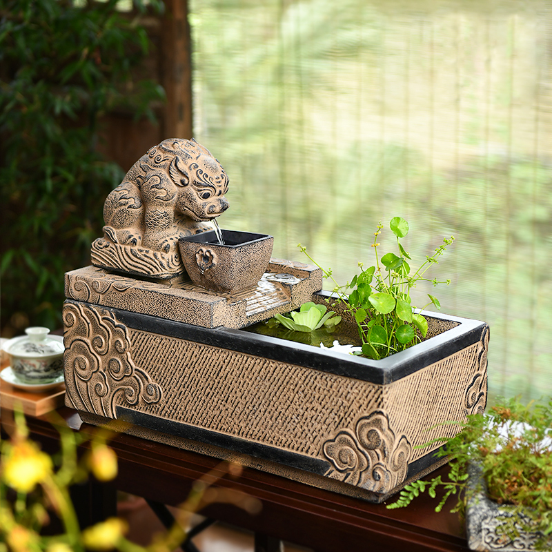 貔貅流水摆件循环水景水系景观新中式办公室茶室桌乔迁开业礼品