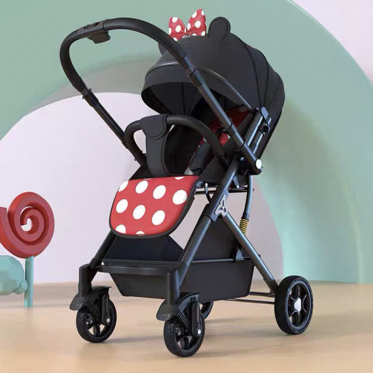 新疆包邮V6-2双向推行轻便高景观避震婴儿车可坐可躺新疆包邮