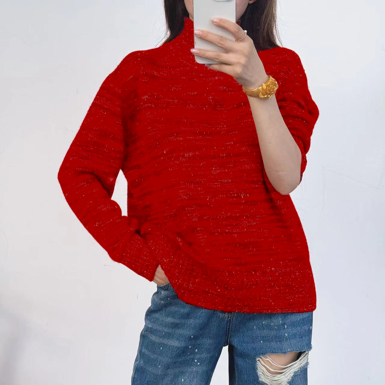 【卡诗米羊绒】22111-1王菲同款二代潮牌时尚女款针织宽松上衣