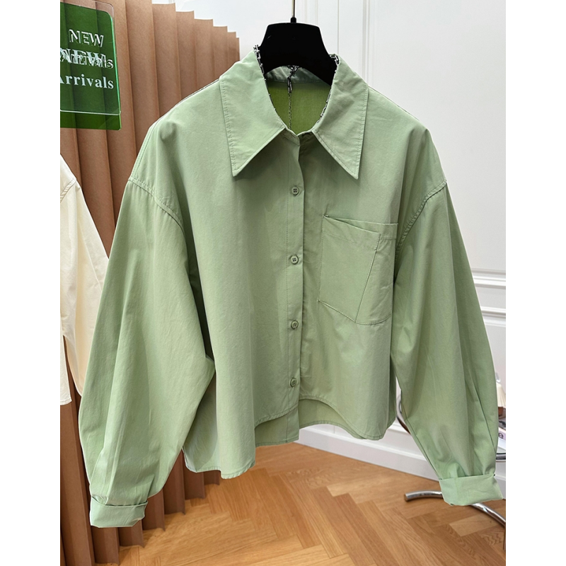 独特别致设计感小众宽松休闲不对称下摆纯色衬衫女秋简约百搭上衣