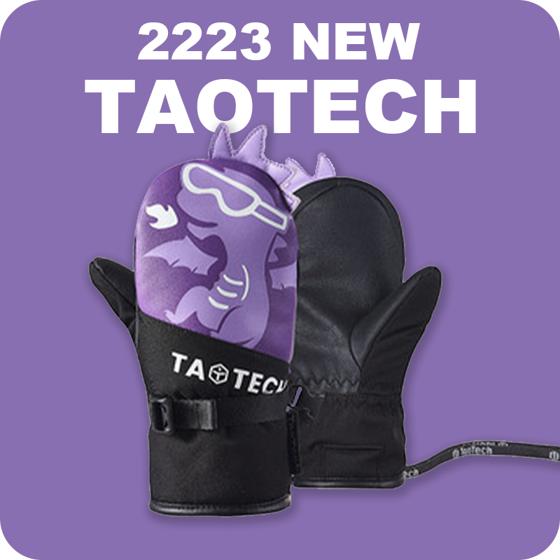 TAOTECH儿童滑雪手套23新款单板防水耐磨内置护腕恐龙PVC五指手套