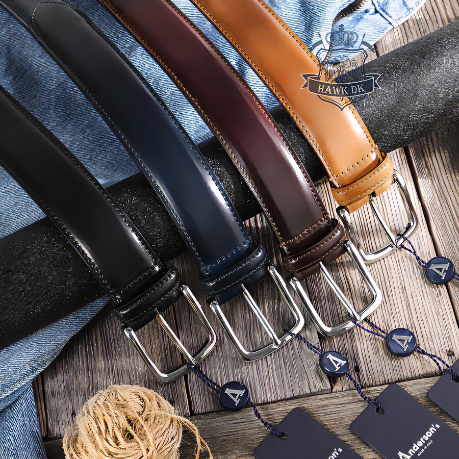 官方正品意大利手工皮带Anderson's光面马臀皮男士horween alden