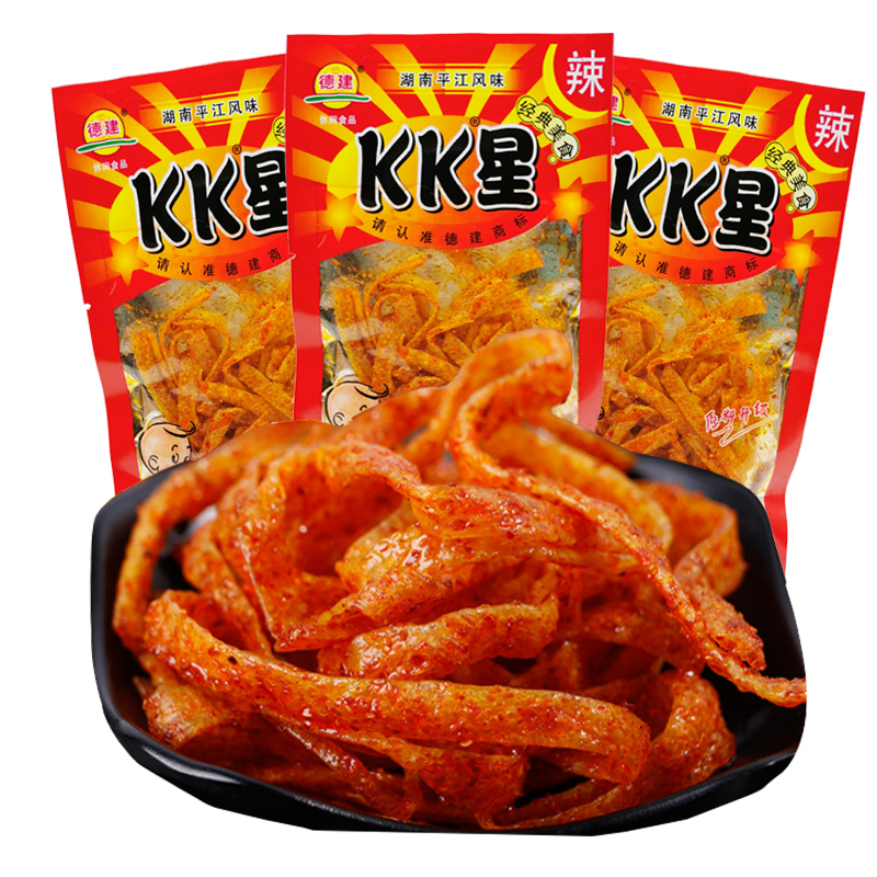 湖南麻辣零食德建KK辣条超辣辣片香辣魔鬼丝休闲特辣变态辣零食
