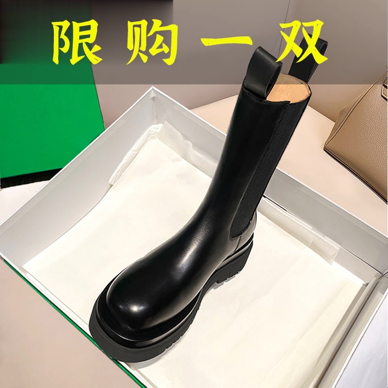 红蜻蜓牌内增高马丁靴女小个子英伦风中筒烟筒靴厚底切尔西短靴