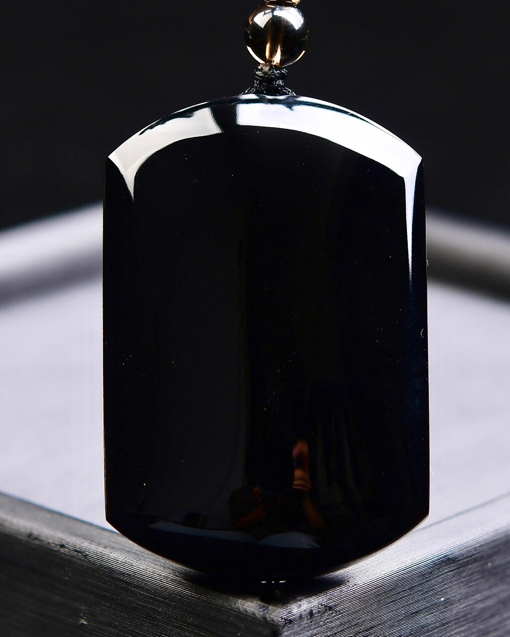 天然黑水晶无事牌