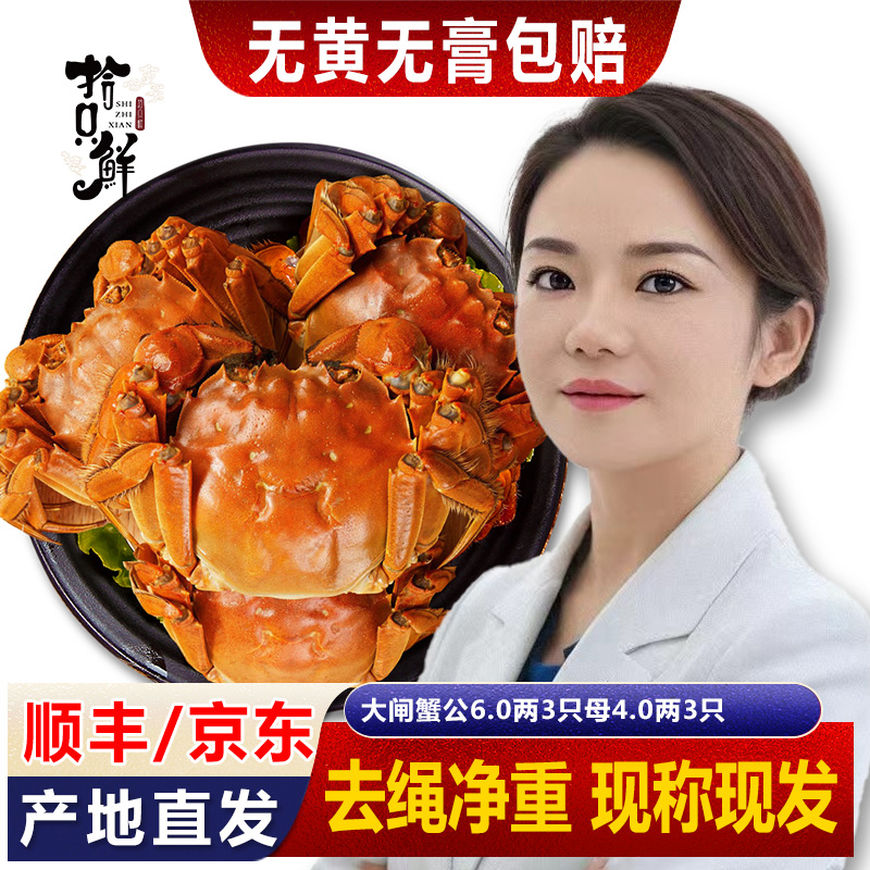 【活蟹】精品苏州大闸蟹7.0两公6只新鲜礼盒顺丰现捕现发塘蟹