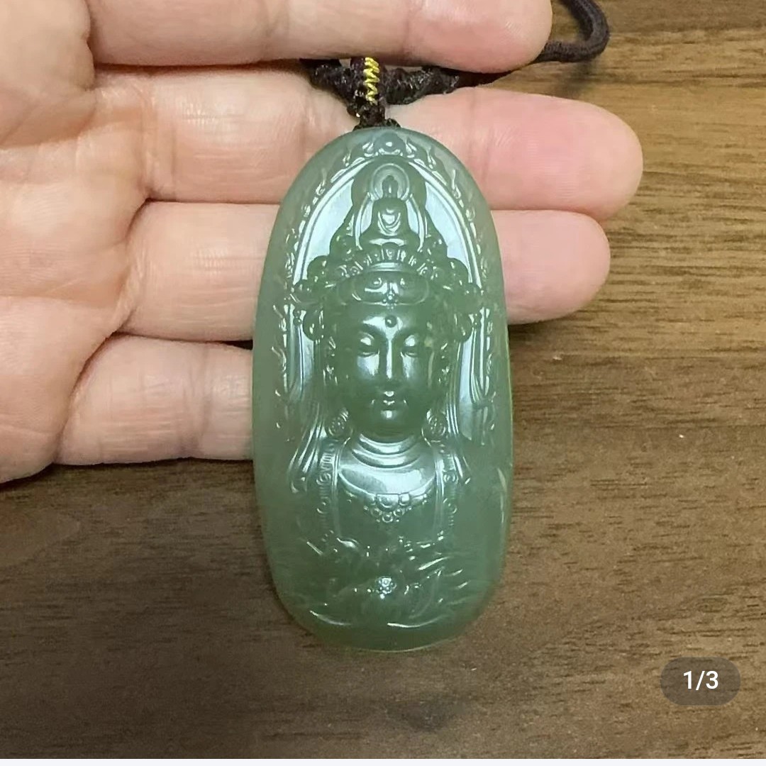 和田玉  观音挂件 正品
