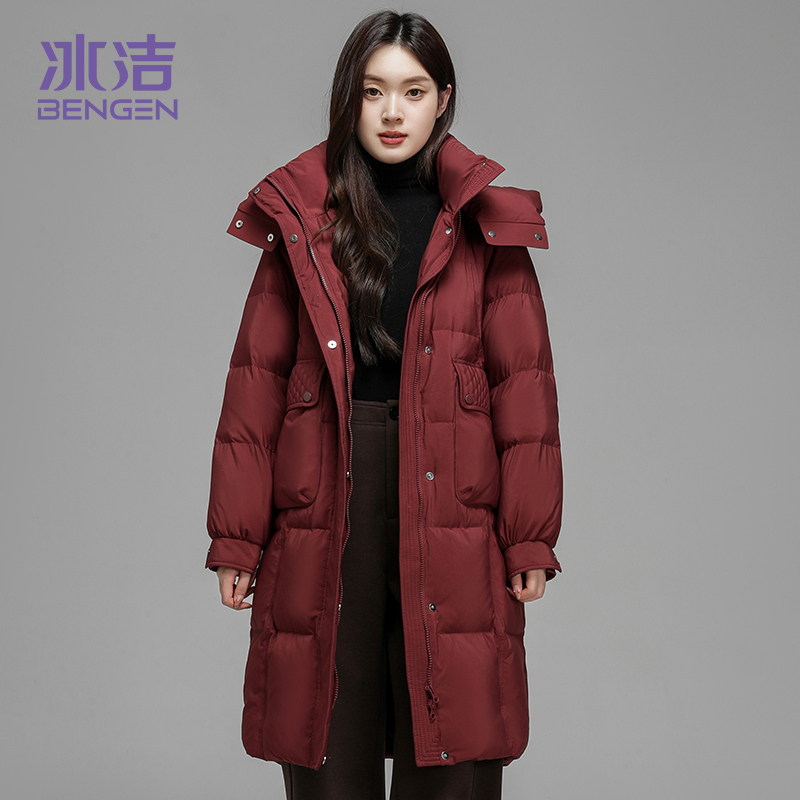 【 姿姐】 冰洁冬季新款简约保暖中长厚款运动羽绒服WY133