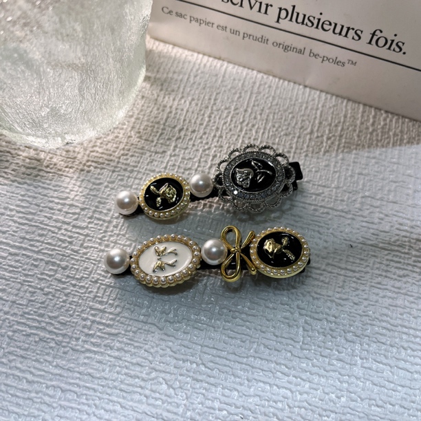 【C系列398~598】diy刘海侧边发夹 串珠 合金 亚克力 饰品配件