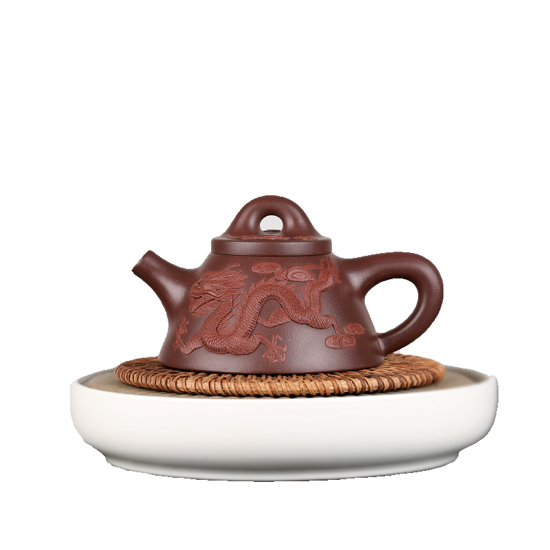 宜兴市紫砂壶堆龙霸王石瓢壶底槽清泥料全手工精心制作原矿紫砂