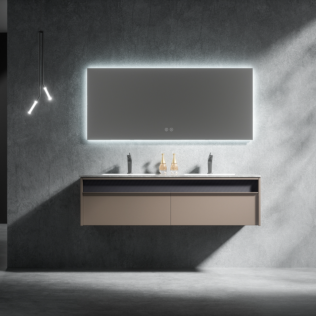 不锈钢浴室柜防水耐用优质超大大容量岩板陶瓷台下盆简约洗手台