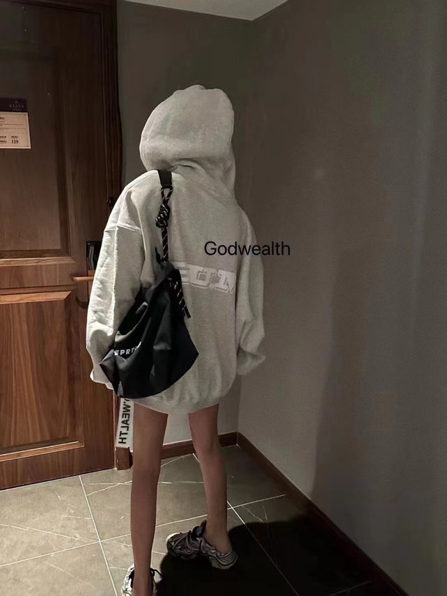 209韩版复古慵懒白色网红黑色小众外套简约百搭休闲连帽时尚秋冬