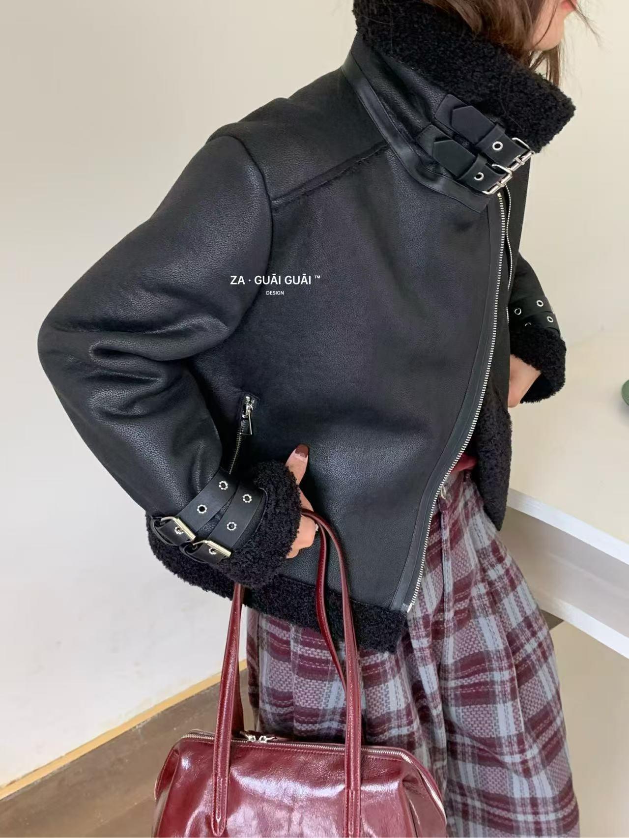 羊羔毛皮毛一体外套女冬季加厚保暖高级感机车服