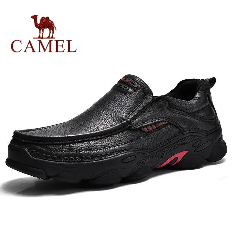 骆驼男鞋2023新款秋冬季休闲皮鞋男士真皮软底防滑爸爸加绒棉鞋男