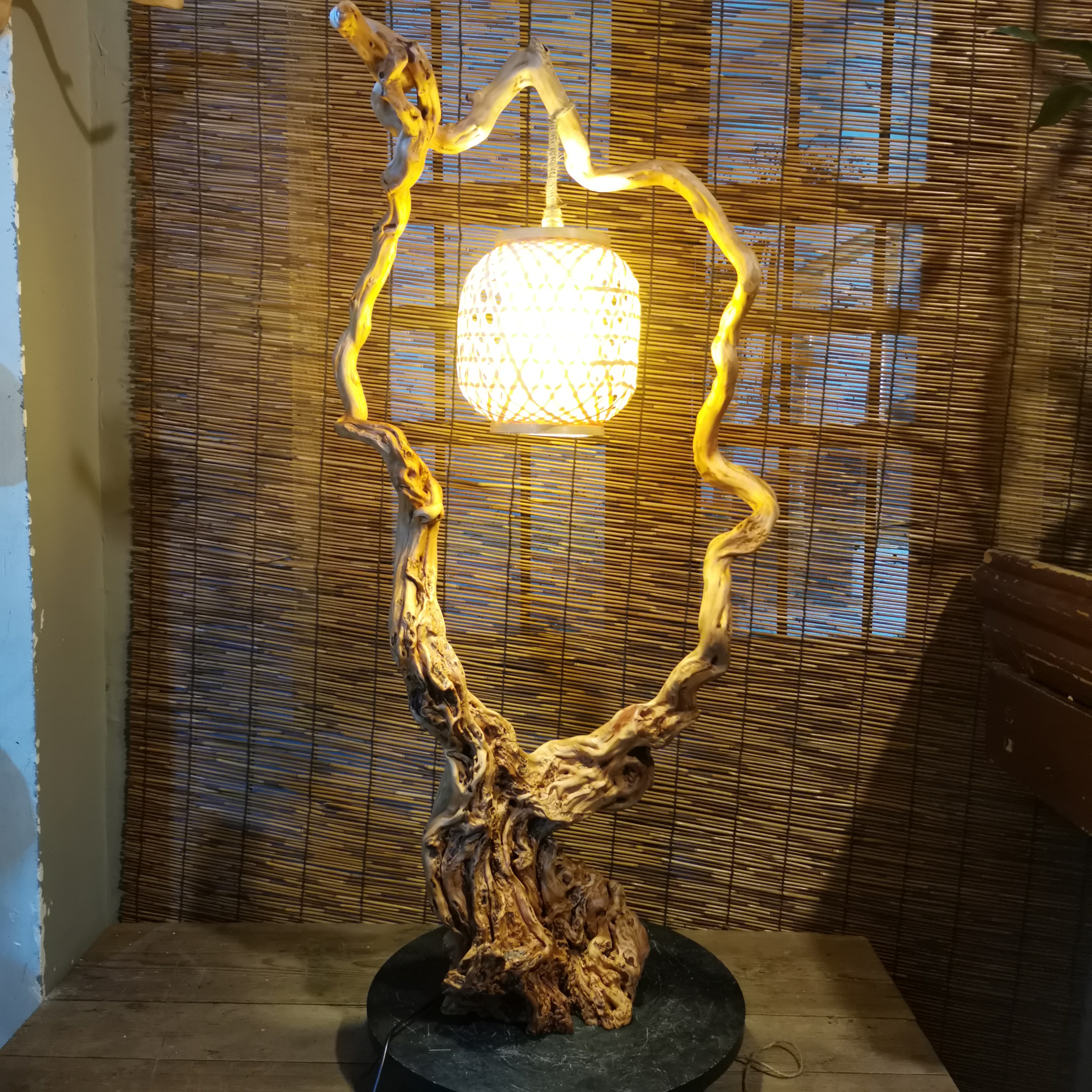 杜鹃根禅茶意境灯架