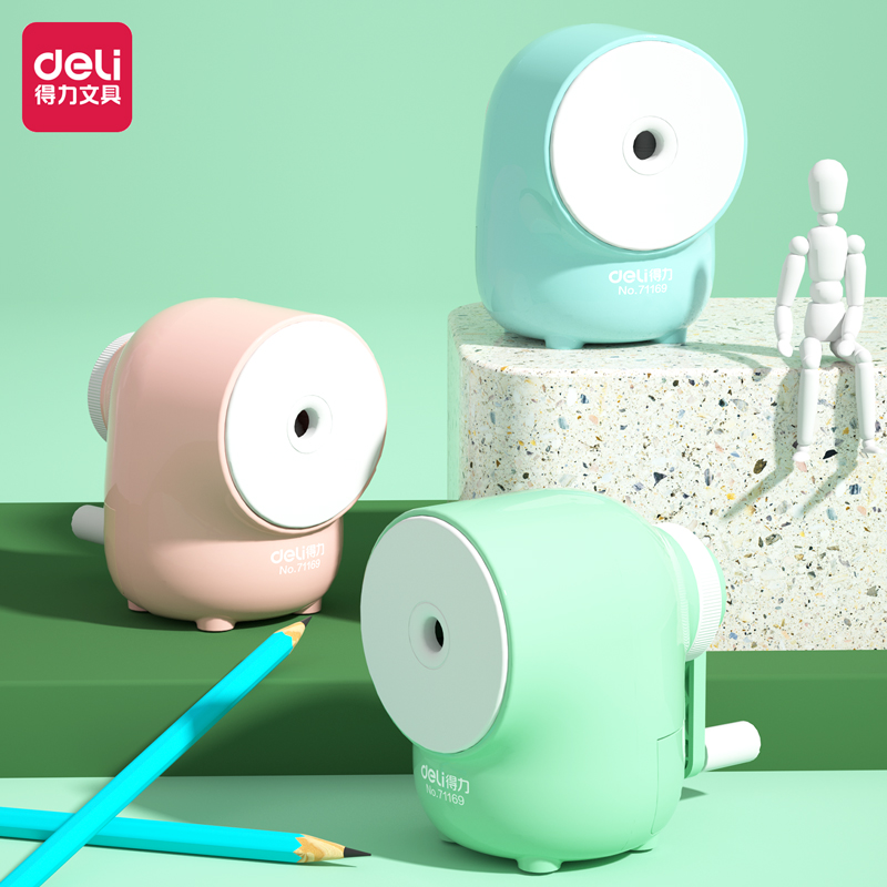 Deli/得力得力71169手摇削笔机马卡龙色卷笔刀中小学生削笔器
