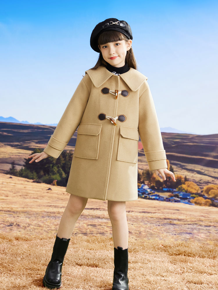 品巴拉巴拉女童大衣秋冬款新款冬季儿童呢子毛呢外套冬装夹棉童装