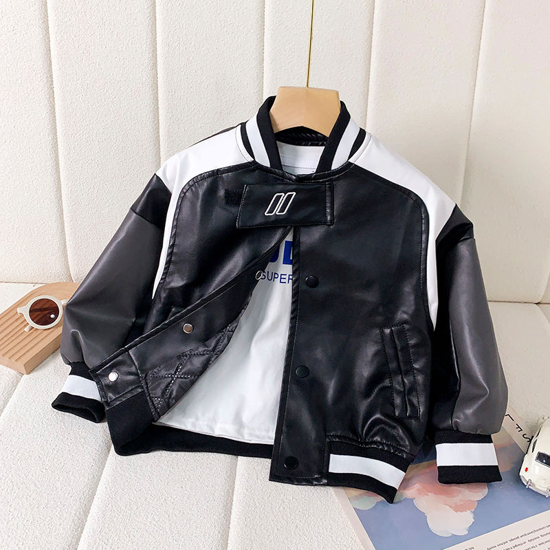 品巴拉巴拉男童皮衣外套冬季加厚儿童冬装款洋气小童夹克