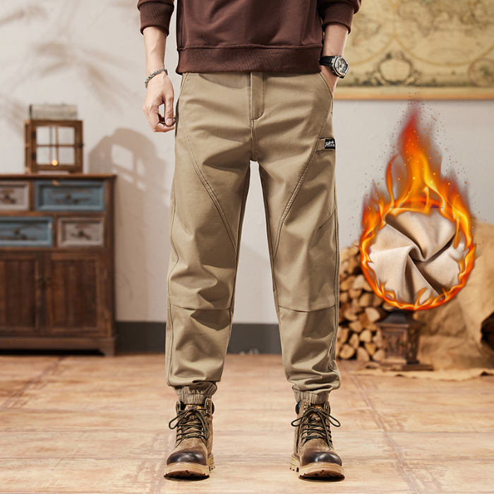 加绒卡其工装裤秋冬工装裤直筒加绒保暖加厚冬季百搭大码潮流