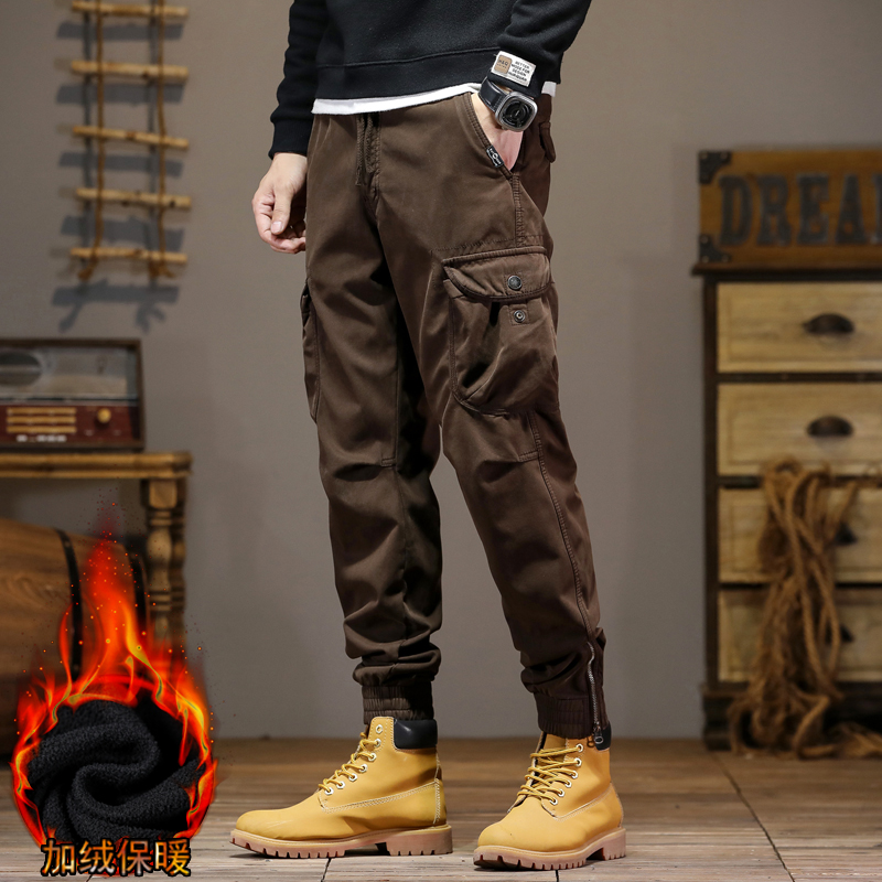 加绒工装休闲裤加厚保暖大码百搭宽松潮流冬季直筒加绒秋冬男士