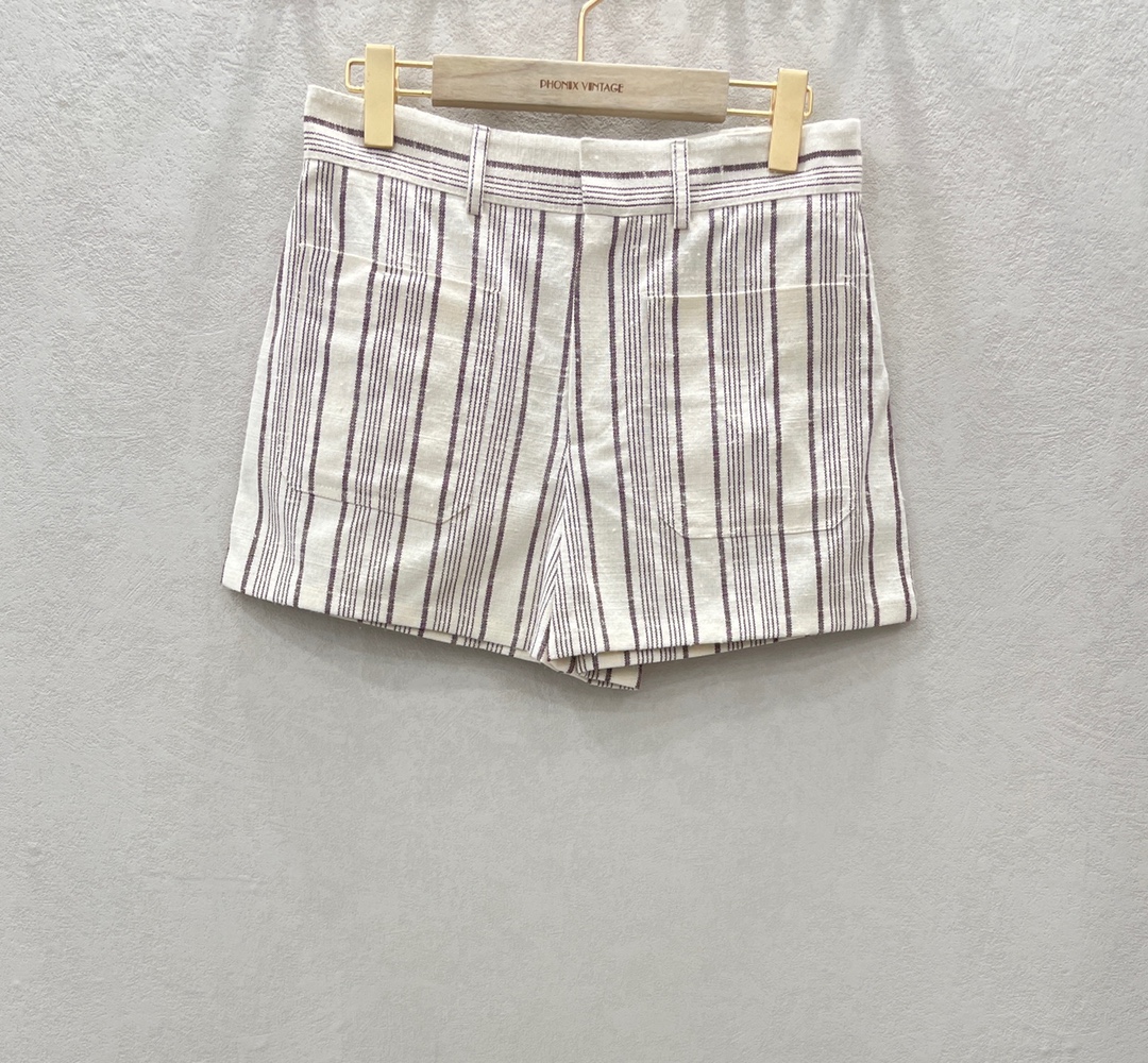 未使用 DIOR/迪奥 Dior 女士白色条纹休闲短裤 WSH30001