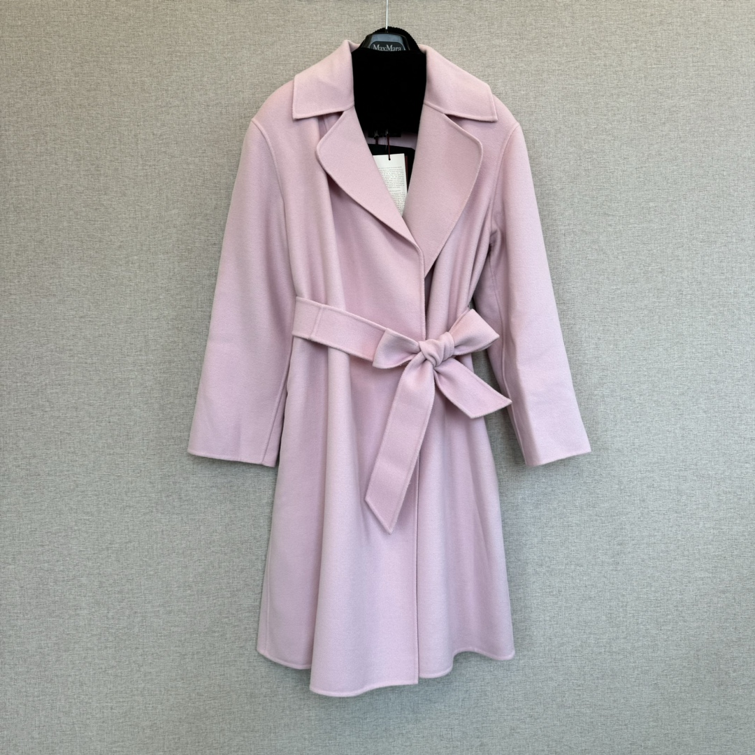 未使用 MaxMara studio 女士粉色中长款大衣 Woc20040