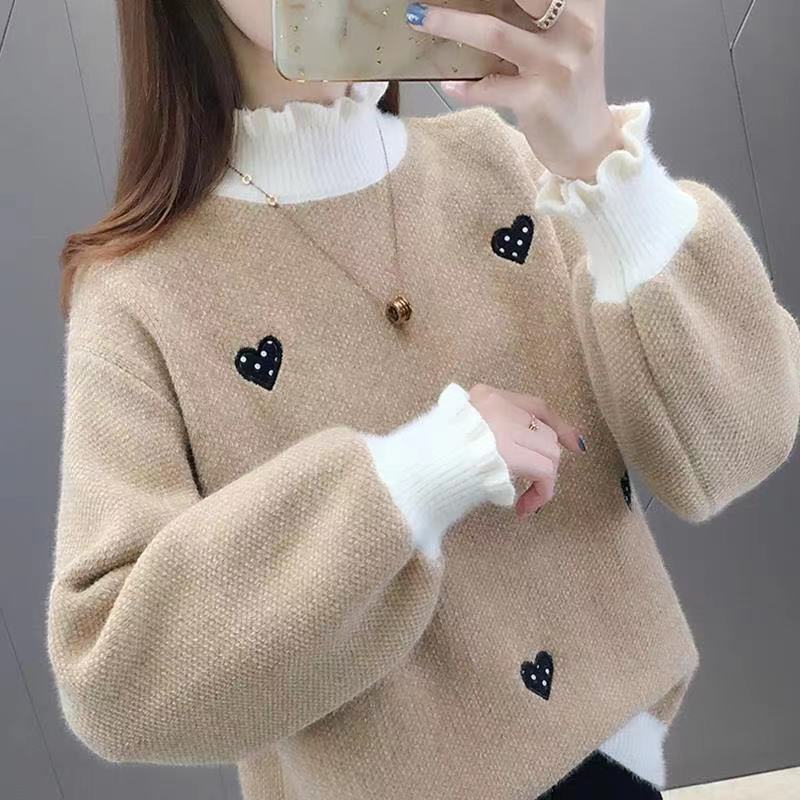 雪尼尔加绒加厚毛衣女2025秋冬新款半高领仿水貂绒韩版宽松针织衫