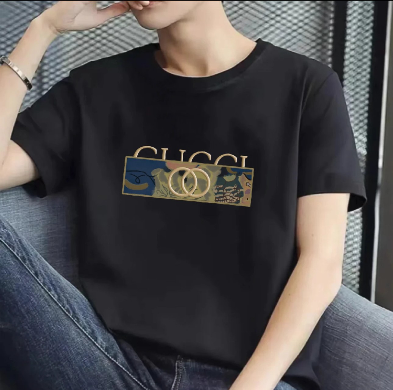 2024夏季新款纯棉圆领T恤男潮流时尚半袖时宽松百搭打底衫