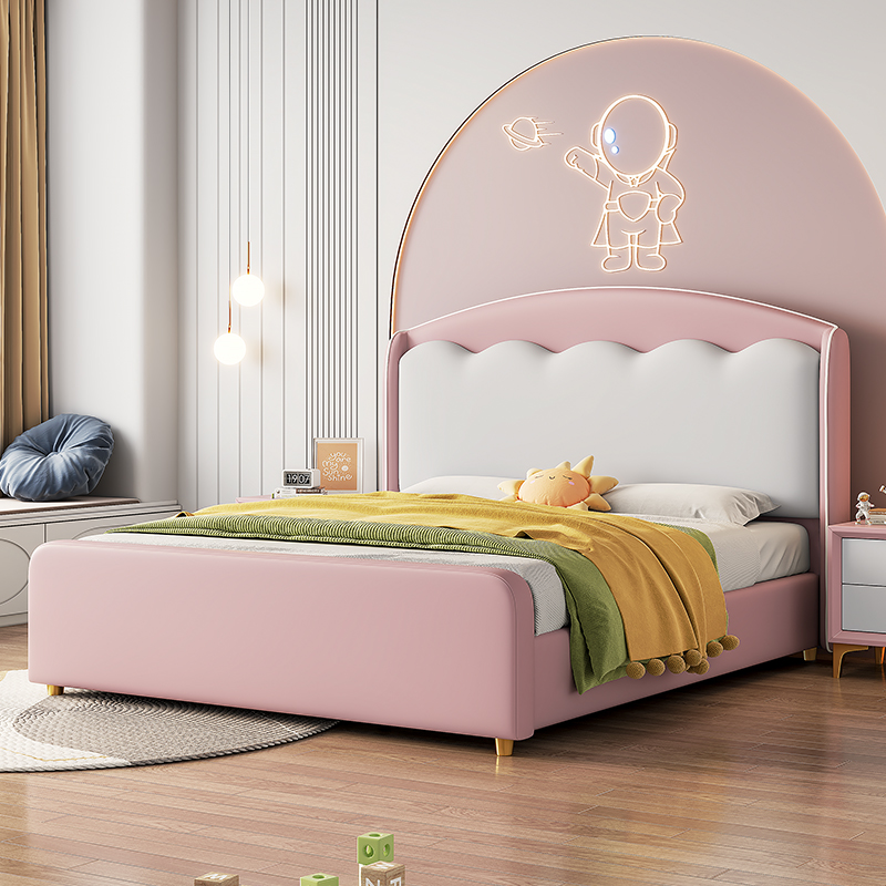 儿童床简约皮艺床1.5米高箱储物床多功能硅胶皮软包床男女孩卧室