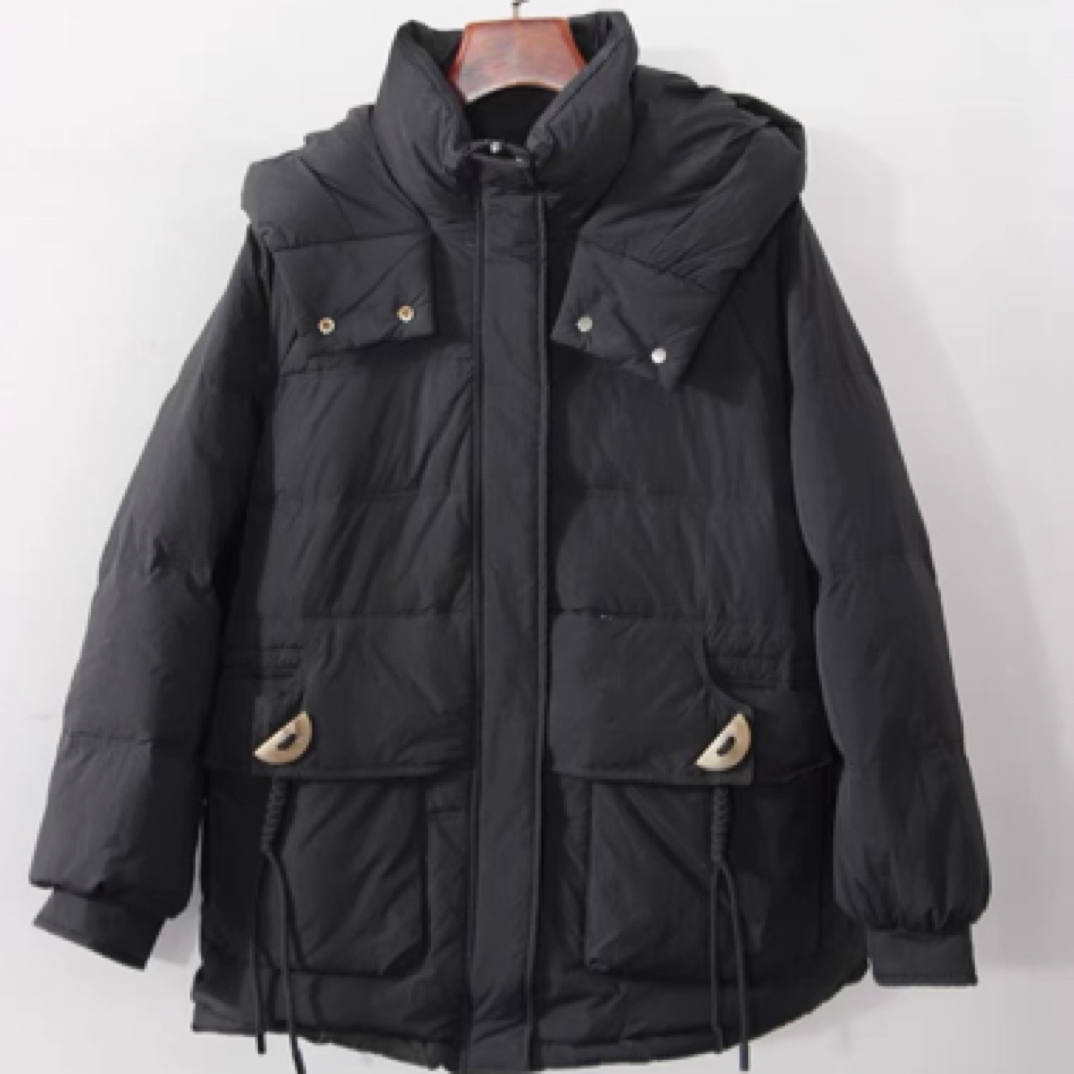 宽松潮流简约运动羽绒服带帽百搭连帽保暖中长款秋冬羽绒服外套