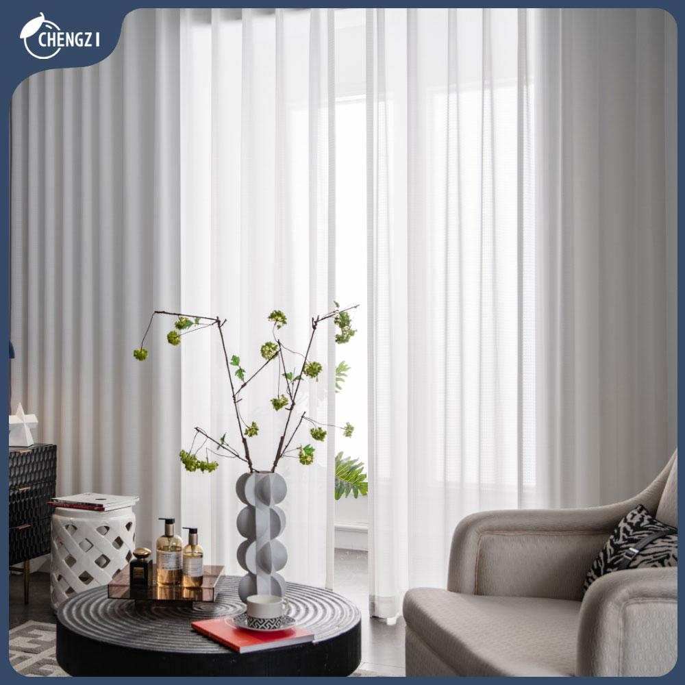 meilinge/美琳格纱帘客厅卧室白色现代简约轻奢挂钩成品定制窗纱