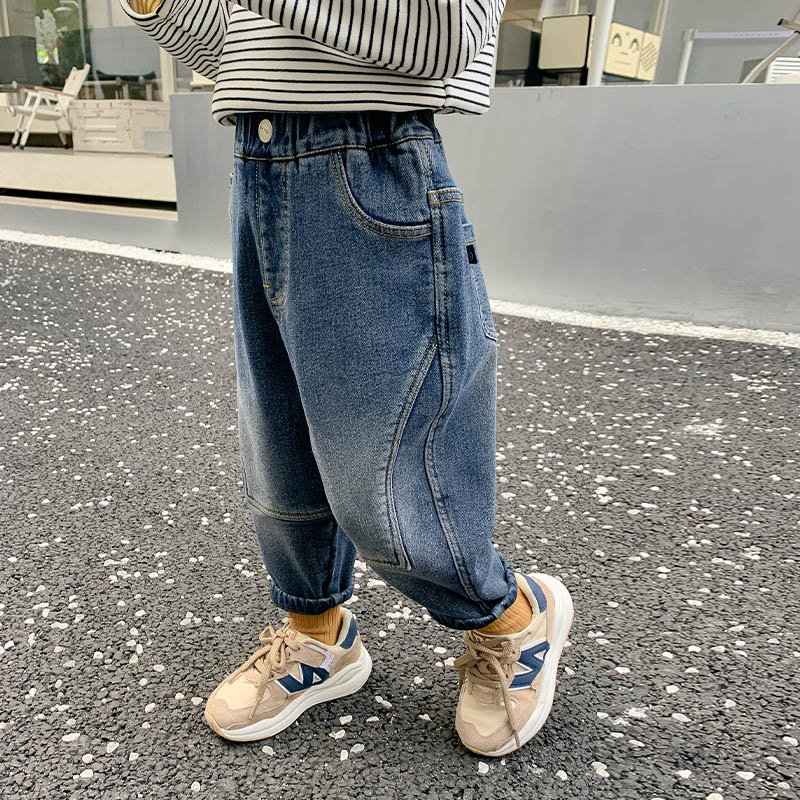 童装男童牛仔裤加绒加厚儿童冬季裤子2023新款小童秋冬宝宝冬装潮